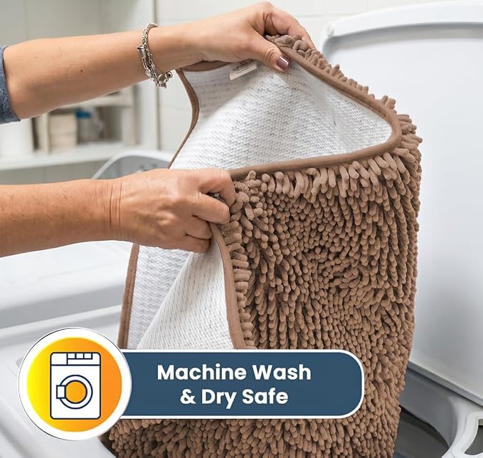 Muddy Mat® | Super Water Absorbent Door Mat Indoor, Microfiber Quick Dry Chenille Entryway Rug, Slip Resistant Front Door Mat, Indoor Mats for Entryway, Machine Washable Pet Rug, Mocha 24" x 60"