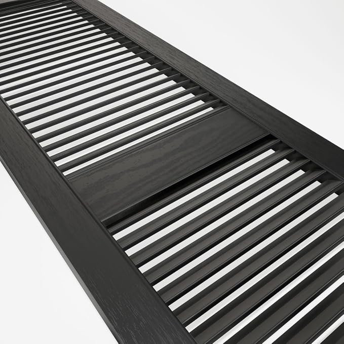 Ekena Millwork Lifetime Vinyl LL1S14X05500BL Standard Cathedral Top Center Mullion, Open Louver Vinyl Shutters, w/Installation Shutter-Lok's & Matching Screws (Per Pair), 14 1/2"W x 55"H, Black