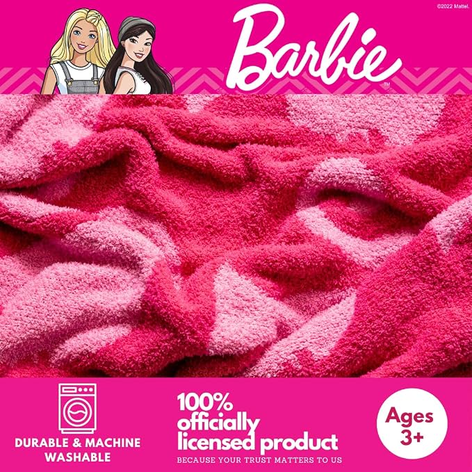Franco Collectibles Barbie Adult Bedding Soft Cozy Chic Dream Lux Intarsia Knit Throw Blanket, 50 in x 60 in, (Officially Licensed Product)