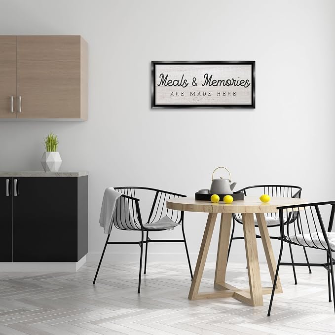 Meals and Memories Kitchen Sign, 13 x 30 Inch Canvas in Floater Frame | Stupell Industries · By Lil' Rue · Ready to hang · Rustic charm for kitchen or dining room · Made in USA