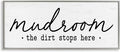 Dirt Stops Here Mudroom Phrase, 10 x 24 Inch Framed Giclée Print | Stupell Industries · By Lettered and Lined · Ready to hang · Great housewarming gift · Made in USA
