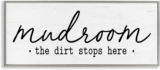 Dirt Stops Here Mudroom Phrase, 10 x 24 Inch Framed Giclée Print | Stupell Industries · By Lettered and Lined · Ready to hang · Great housewarming gift · Made in USA