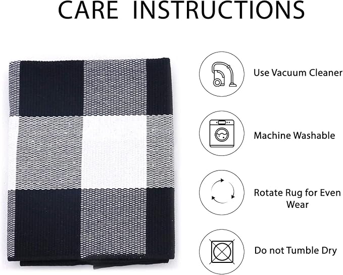 IOHOUZE Cotton Buffalo Plaid Check Rug Outdoor Doormat 27.5 x 43 Inches Washable Woven Outdoor Indoor Welcome Mats for Front Door/Farmhouse/Entryway/Home Entrance black and White Outdoor Rug