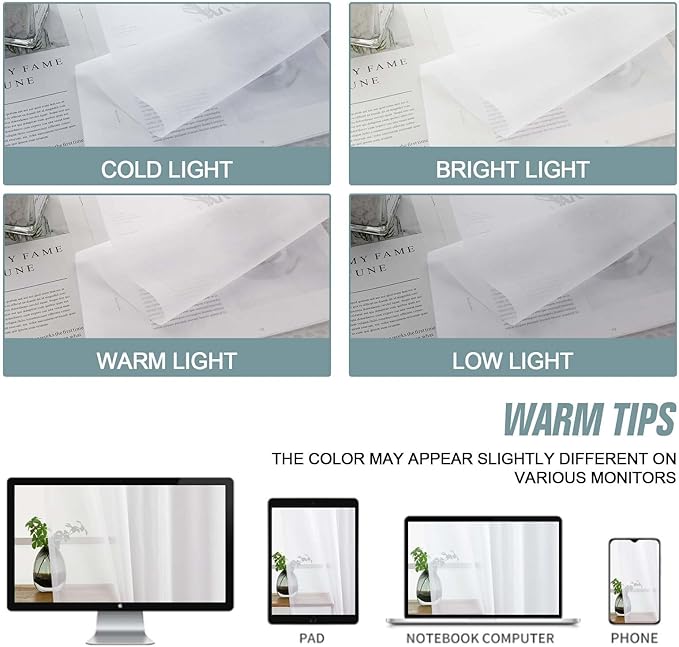 White Sheer Curtains 63 Inch Length 2 Panels, Voile Sheer Curtain for Living Room, Breathable Light Filtering Modern Window Treatments, Soft Fabric Dual Rod Pocket Drapes, 2x42Wx63L Inches
