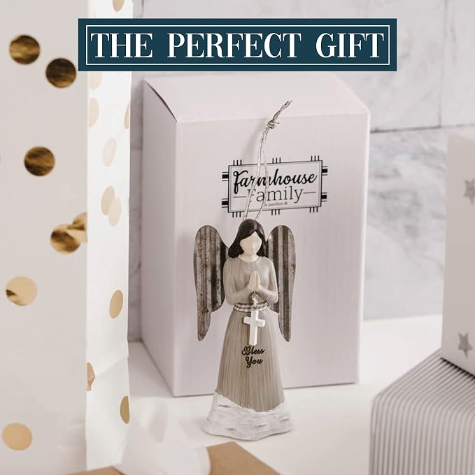 Pavilion - 4.5" Angel Ornament Figurine - Bless You - Simplistic Rustic Modern Farmhouse Statue