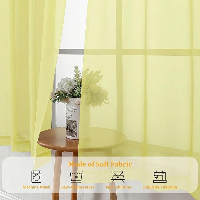 Gwine Short Kitchen Sheer Curtains 24 Inch Length - Image 7