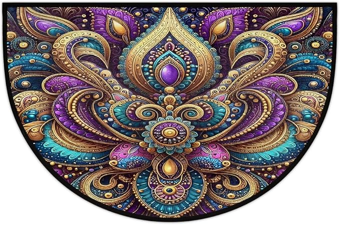 Mandala Bohemian Half Round Door Mat Semi Moon Rug Fireplace Carpet Area Rugs