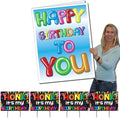 VictoryStore Colorful Birthday Bundle: Giant Balloon Letters Greeting Card & Honk It's My Birthday Yard Sign Set