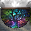 Half Round Doormat Tree of Life Butterfly Non Slip Half Circle Area Rugs Indoor Washable Half Moon Rug Semi Circle Bathroom Runner Mat Entrance Floor Carpet for Kithen Bedroom Fireplace Decor