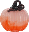 Boston International Handblown Art Glass Pumpkin Thanksgiving Halloween Decorations for Home, Small, Ombre Pink & Orange