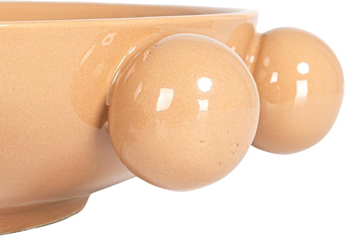 Bloomingville 9.75 Inches Stoneware Bowl with Orbs and Reactive Glaze, Nude