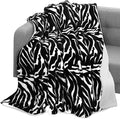 Elegant Comfort Throw Blanket, Reversible Sherpa Flannel, Ultra-Soft, Fuzzy, Cozy and Plush- All Season Lightweight Decorative Throw, 50 x 60 inches, Animal Print Design Sherpa Throw, Zebra