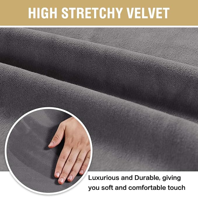 H.VERSAILTEX Velvet Dining Chair Covers Stretch Chair Covers for Dining Room Set of 4 Parson Chair Slipcovers Chair Protectors Covers Dining, Soft Thick Solid Velvet Fabric Washable, Grey