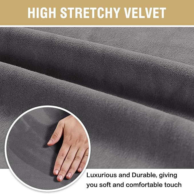 H.VERSAILTEX Velvet Dining Chair Covers Stretch Chair Covers for Dining Room Set of 2 Parson Chair Slipcovers Chair Protectors Covers Dining, Soft Thick Solid Velvet Fabric Washable,Grey