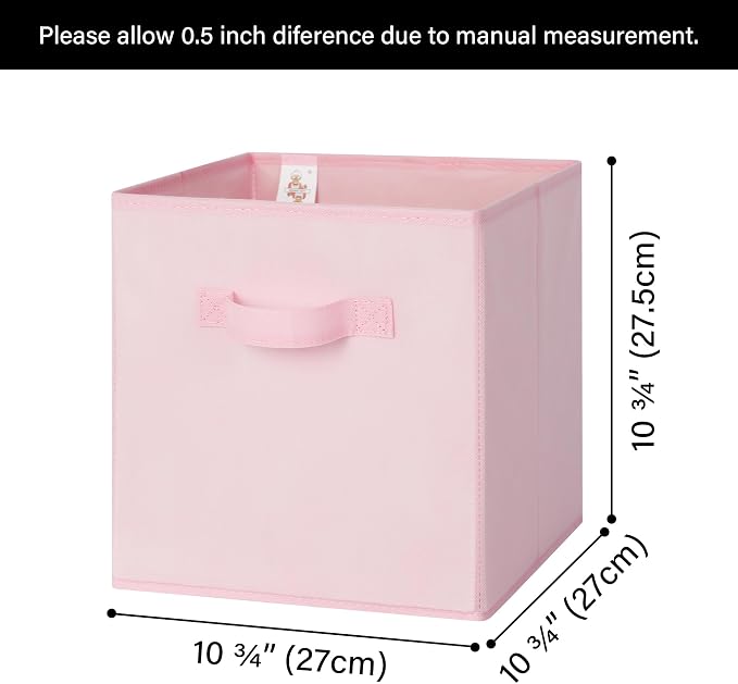 GRANNY SAYS Cube Storage Bins, 11 Inch Storage Cube Organizer, Collapsible Fabric Storage Cubes with Handle, Decorative Cube Storage Organizer for Shelves, Closet, Pink, 8-Pack