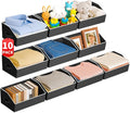 Homsorout Large Closet Organizers and Storage Bins - 10 Pack Trapezoid Storage Baskets for Shelves, Foldable Fabric Baskets with Handles Ideal for Closet, Basket, Wardrobe and Shelf Storage, Black