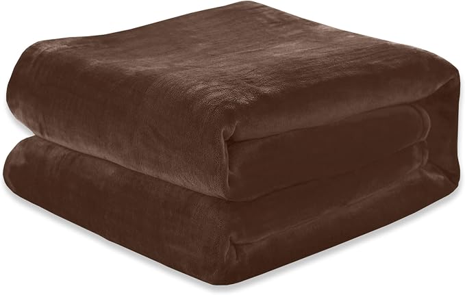 Elegant Comfort ™ Luxury Velvety Softness Fuzzy Plush Micro-Velour Ultra-Soft Blanket, California King, Chocolate Brown