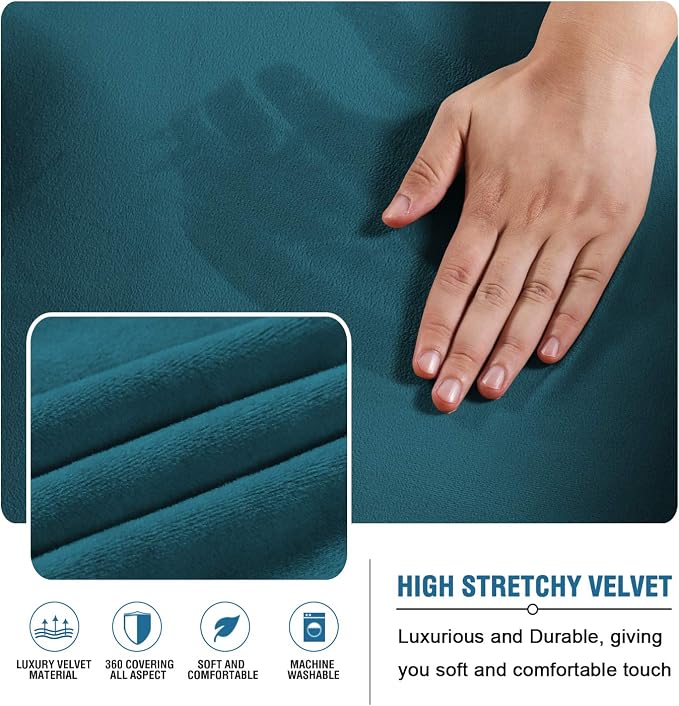 H.VERSAILTEX Real Velvet Futon Cover Armless Sofa Covers Sofa Bed Covers Stretch Futon Couch Cover Sofa Slipcover Furniture Protector Thick Soft Velvet Fabric Form Fitted Stay in Place, Deep Teal