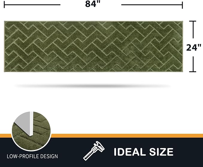 PURRUGS Dirt Trapping Door Mat 24" x 84", Non-Slip Machine Washable Entry Rug, Dog Doormat, Indoor Front Door Mat, Super Absorbent Entryway Rug for Muddy Shoes & Paws, Sage Green