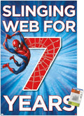 Trends International Marvel Spider-Man - Happy 7th Birthday Wall Poster, 22.37" x 34.00", Premium Poster & Push Pin Bundle