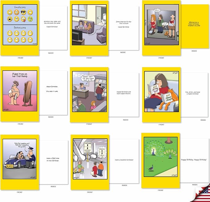 NobleWorks 36 Witty Boxed Card Funny Birthday Cards Style Assorted Whyatt Thoughtful Wishes Bulk Box Set Whyatt's Thoughtful Wishes for Men and Women AC9378BDG-B1x36