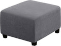 H.VERSAILTEX Square Ottoman Covers Ottoman Slipcovers Folding Storage Stool Furniture Protector Form Fit with Elastic Bottom, Stretch High Spandex Small Checks Jacquard Fabric(Large,Grey)