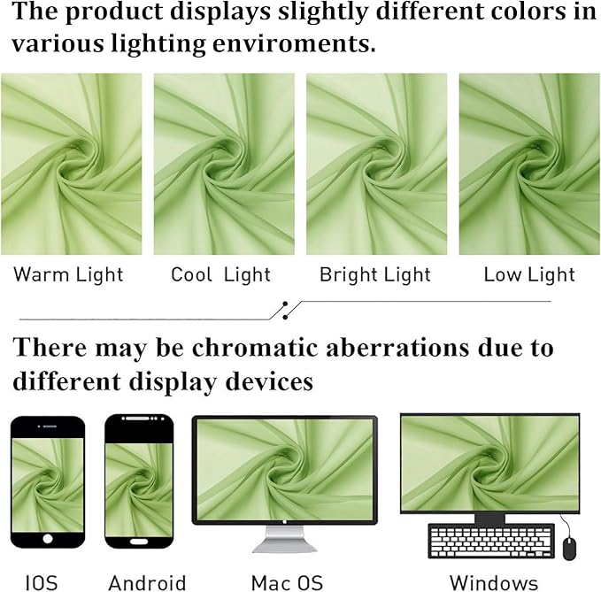 Lecloud Lime Sheer Curtains for Living Room 90 Inches Long 2 Panels, Solid - Image 4