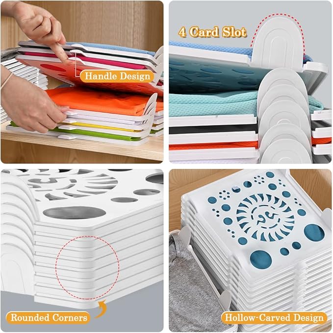 Accenter Clothing Organizer for Closet Storage,Stackable Shelf Dividers | Space-Savin Tshirt Organizer for Home Storage ,Ideal for Tshirts ,Sweater ,Pants Storage in Bedroom and Dormroom 10 Pack