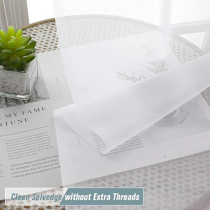 Extra Wide Sheer White Curtains 144 Inches Long 2 Panels, Extra Long Light Filtering Soft Airy Transparent Patio Curtains for Sliding Glass Door, Top Dual Rod Pocket, 12FT, 2x59Wx144L Inches