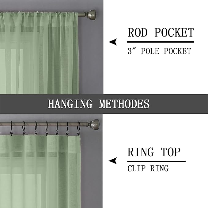 Tollpiz Short Sheer Curtains Linen Textured Living Room Curtain Sheers Light - Image 5