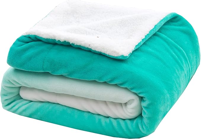 Elegant Comfort Throw Blanket, Reversible Sherpa Flannel, Ultra-Soft, Fuzzy, Cozy and Plush- All Season Lightweight Decorative Throw, 50 x 60 inches, Ombre Design Sherpa Throw, Tiffanny