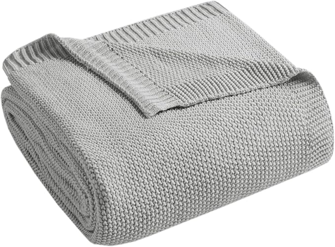 INK+IVY Bree Knit All Season Blanket Lightweight for Summer, King, Grey | Ultra Soft, Acrylic, Breathable Fabric for Bed or Couch, OEKO-TEX Certified