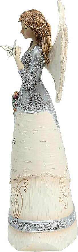 Elements Friend Angel Figurine by Pavilion, 8-Inch, Holding Butterfly, Inscription Friends are Gifts to Always Treasure,White
