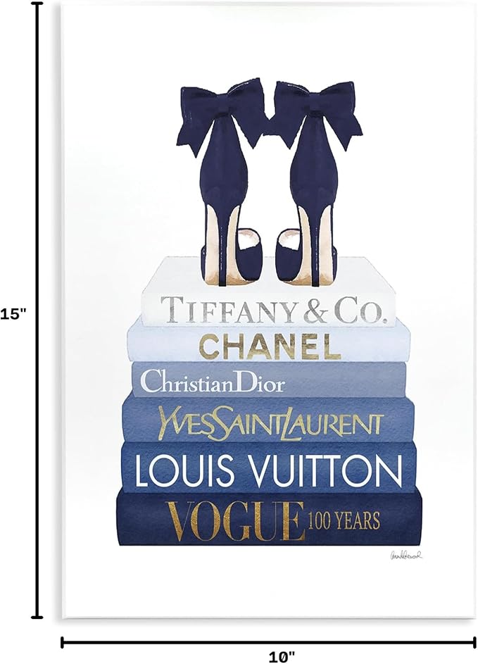 Chic Bookstack Heels Fashion, 10 x 15 Inch Mounted Print on Wall Plaque | Stupell Industries · By Amanda Greenwood · Ready to hang · Stylish gift for home decor · Made in USA