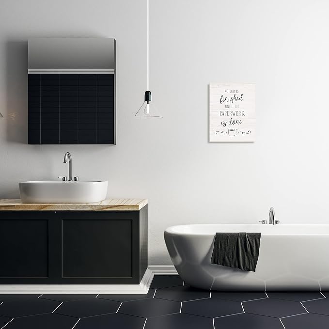 Humorous Bathroom Affirmation, 13 x 19 Inch Mounted Print on Wall Plaque | Stupell Industries · By Natalie Carpentieri · Ready to hang · Funny bath and laundry decor · Made in USA
