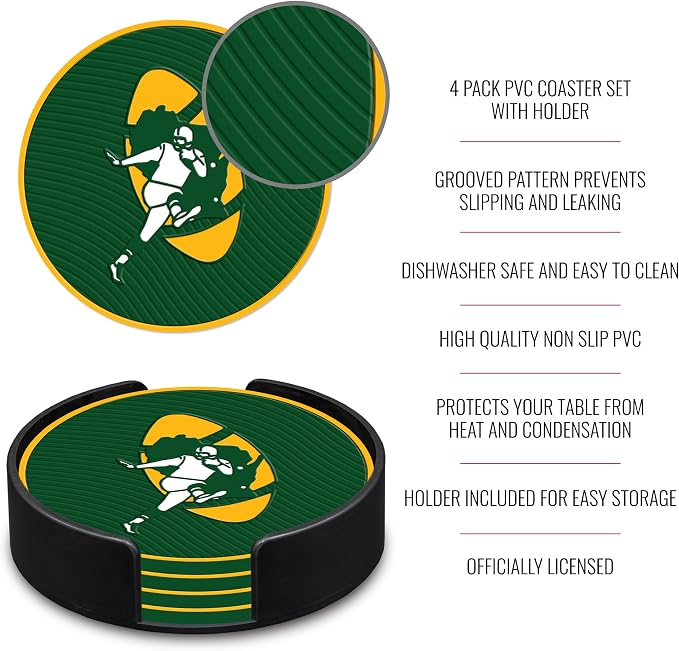 Rico Industries NFL Football Classic Favorites: PVC Coaster Set (4-Pack)
