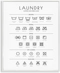 'Minimal Laundry Cleaning Symbols'| Framed Giclee Art | Stupell Industries | White, 24 x 30 Inches, Easy to Hang and Sturdy, Made in USA, by Martina Pavlova