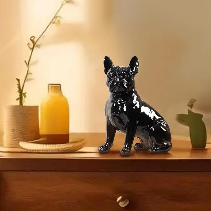 Hi-Line Gift Ltd. 10" H French Bulldog Statue in Black Home Decor Indoor Use Only