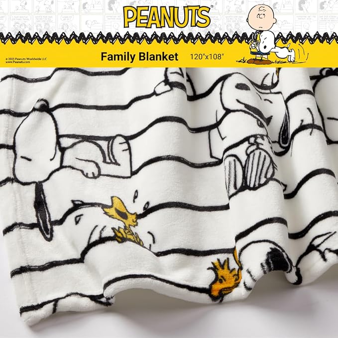 Peanuts Snoopy Bedding Super Cozy Oversized Family Size Blanket, 120 in x 108 in, (Officially Licensed Product) By Franco Collectibles