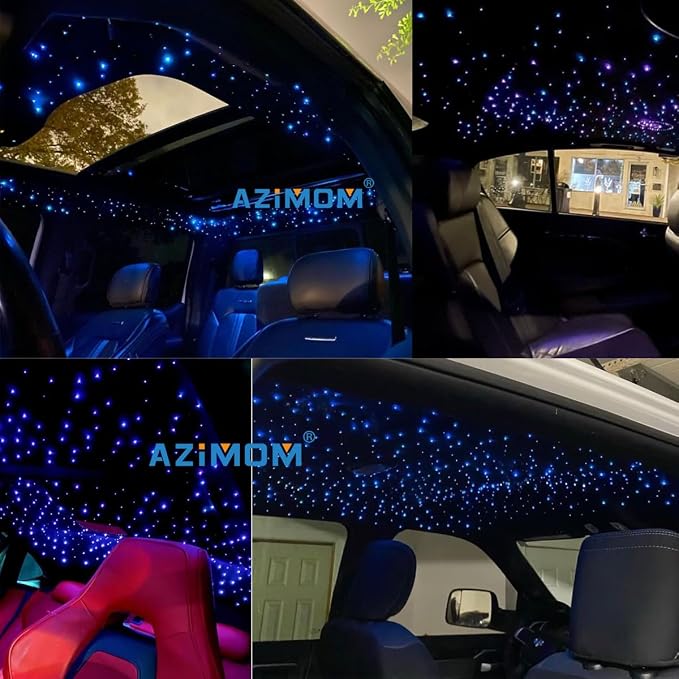 AZIMOM LED Bluetooth 16W RGBW Fiber Optic Light Star Ceiling Lighting Kits Music Mode 550pcs 0.03in 13.1ft Fibers Cables APP Remote Control For Car Home Headliner Light Decoration