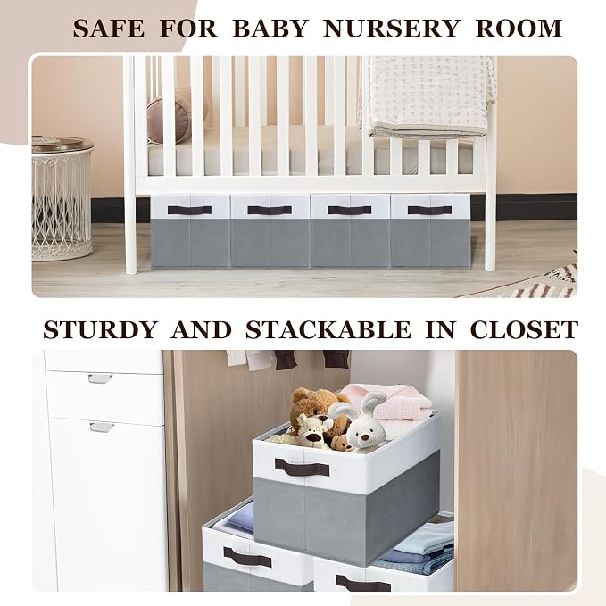 Criusia 12 Pack Large Storage Baskets for Shelves | Fabric Closet Organizers and Storage Bins with Handles for Home Organization | Decorative Collapsible Basket for Organizing Clothes Toy Nursery