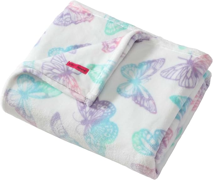Betsey Johnson - Blanket, Buttery-Soft Throw Blanket for Couch or Bed, Boldly Plush & Oversized Bedding (Butterfly Rainbow Purple, 50" x 70")