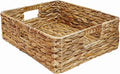 Rectangular Water Hyacinth Storage Baskets, Wicker Woven Shelves Baskets | Three-sided handle design,Handwoven from natural water hyacinth, For the living room, bedroom, storage room, and vanity
