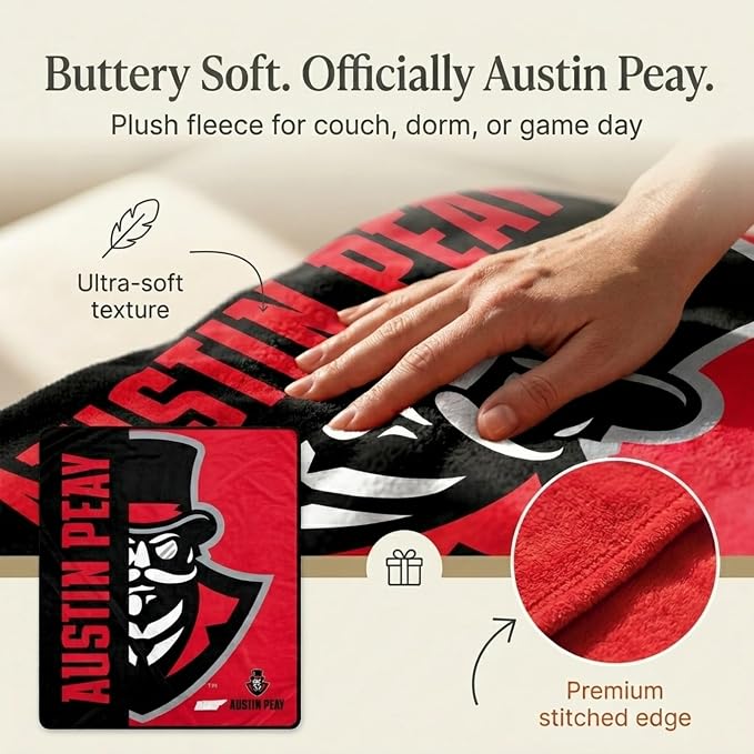 Proformance Home NCAA Austin Peay Governors Endzone Ultra Soft Tailgate Throw