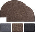 Morning View Entryway Rug Half Round Door Mat Entrance Half Circle Rugs Front Doormats Indoor Half Round Welcome Mats Outdoor Half Moon Rug Set of 2 (Brown)