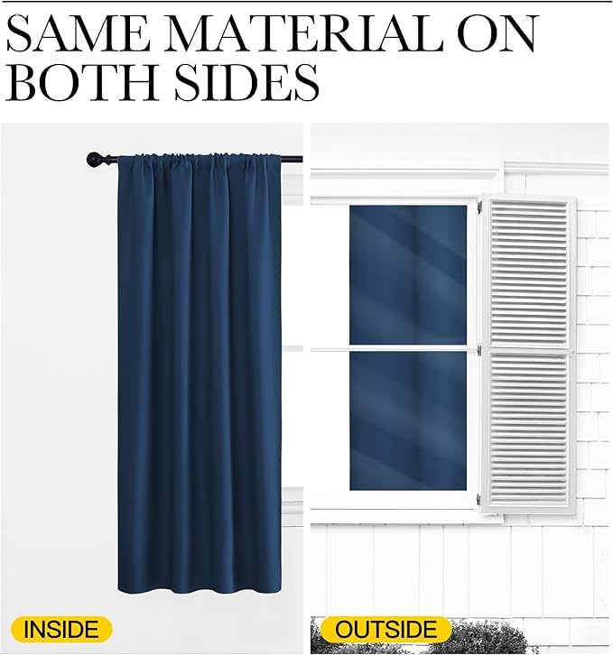 NICETOWN RV Blackout Curtains for Camper Windows, Moroccan Blue, 42" x 36", Set of 2, Kitchen Curtains, Short Blackout Drapes, Thermal Insulated Rod Pocket Window Treatment Draperies for Nursery
