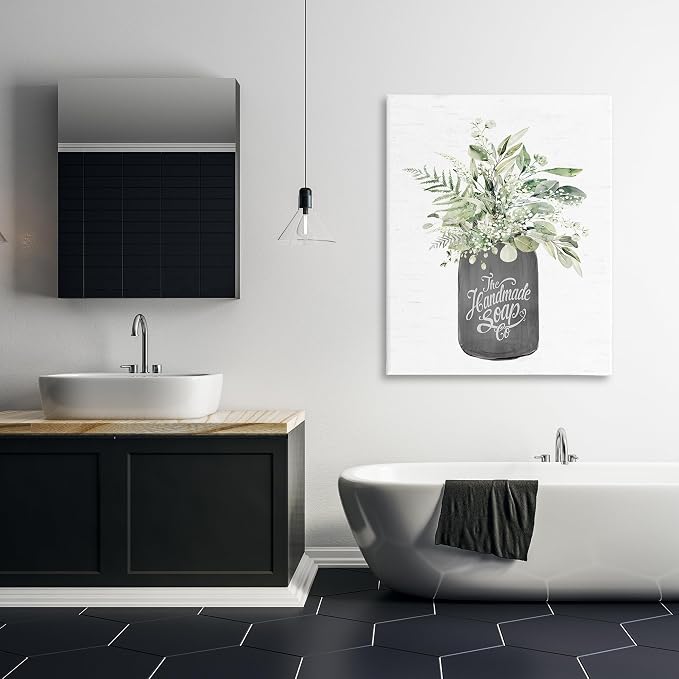 Handmade Soap Botanicals Floral, 36 x 48 Inch Canvas Wall Art | Stupell Industries · By Lettered and Lined · Ready to hang · Bathroom to bedroom accent · Made in USA