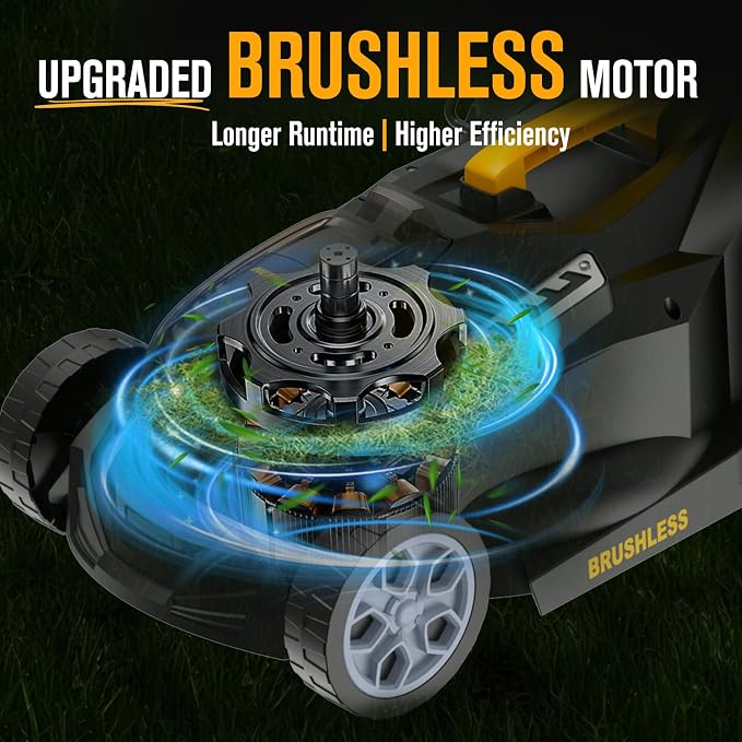 HEINPRO Cordless Lawn Mower Compatible with Dewalt 20V MAX Battery | 14", 2-in-1 Brushless Electric Lawn Mower for Small Yards, Push Mowers with 5-Position Height Adjustment, Black (Tool Only)