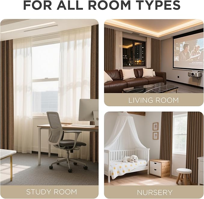 Joydeco Blackout Curtains for Bedroom - 100% Light Blocking 2 Panels Cappuccino Drapes 66" W x 96" L, Thermal Insulated Room Darkening Curtains, Linen Textured for Living Room, Rod Pocket & Back Tabs
