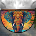 Elephant Drawn Half Round Door Mat, Non-Slip Entrance Welcome Mat for Indoor Semi Circle Bathroom Floor Rugs Outdoor Mats House Entry Way Heavy Duty Doormat for Kitchen Living Room 36x24 Inch